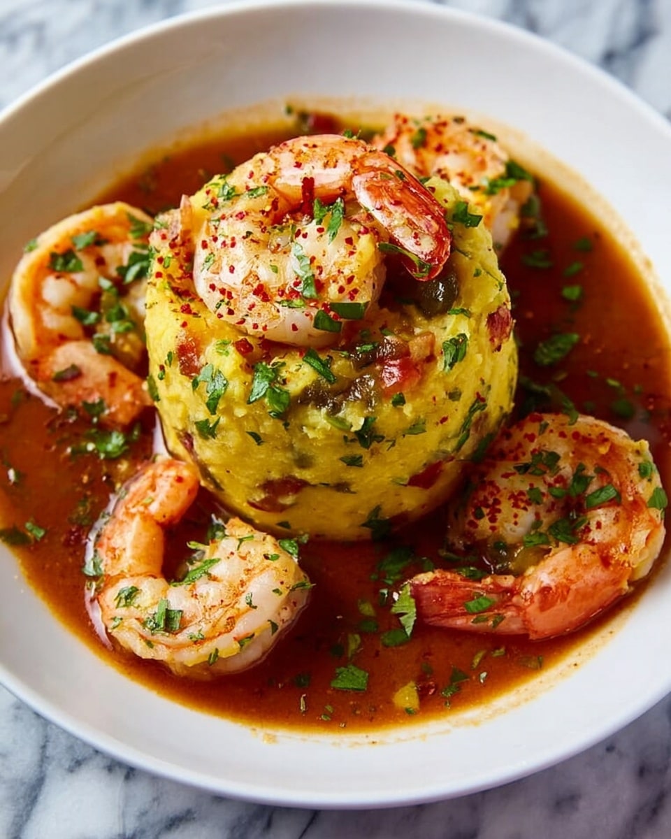 Garlic-Herb Mofongo with Sautéed Shrimp