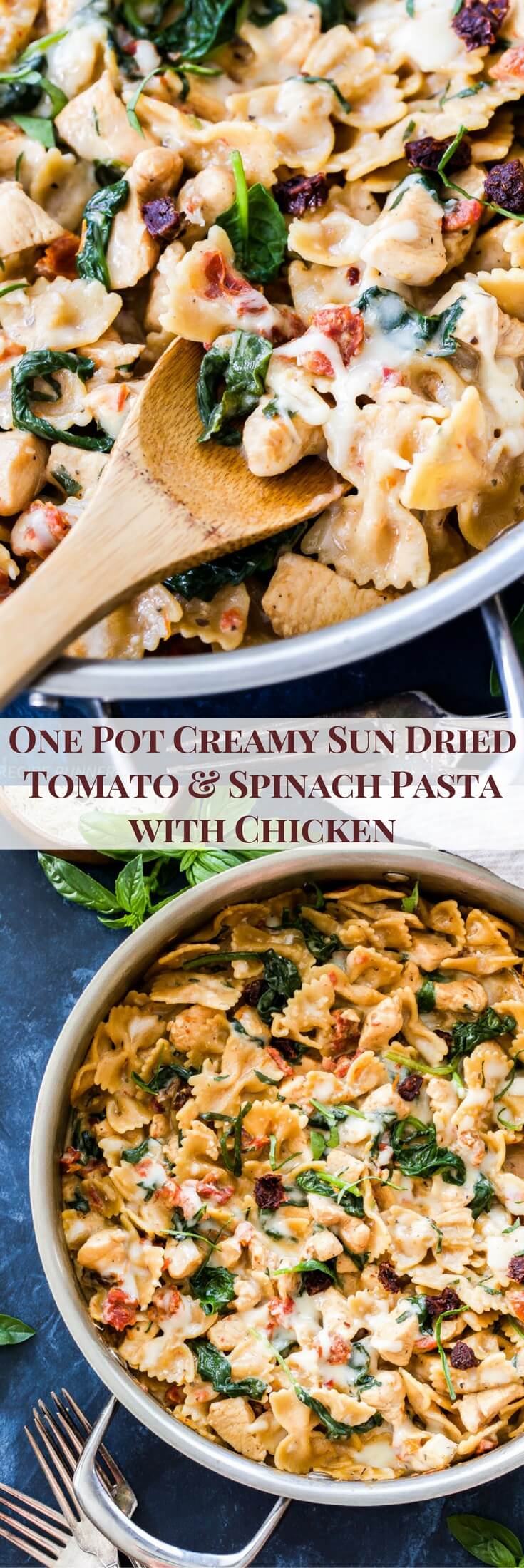 One-Pot Sun-Dried Tomato Pasta with Fresh Spinach
