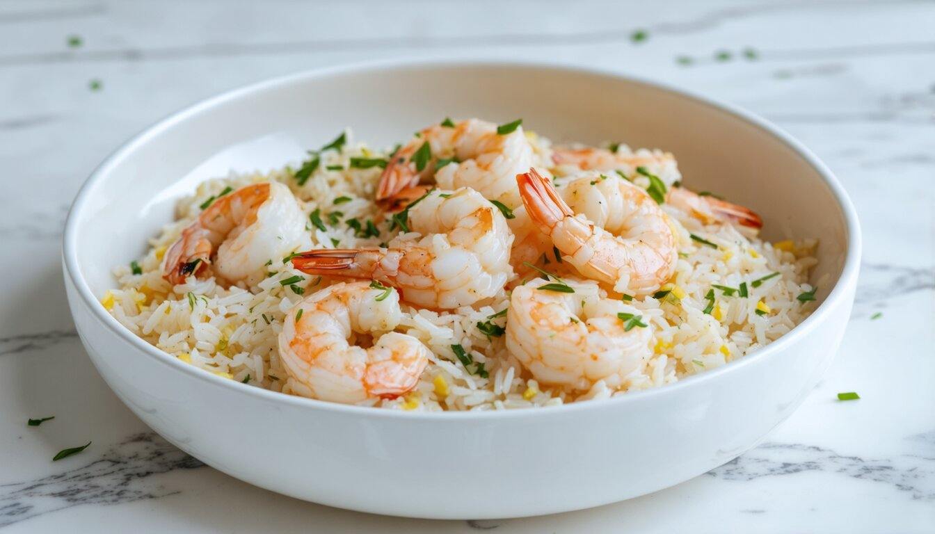 One-Pot Lemon Herb Rice with Shrimp and Asparagus