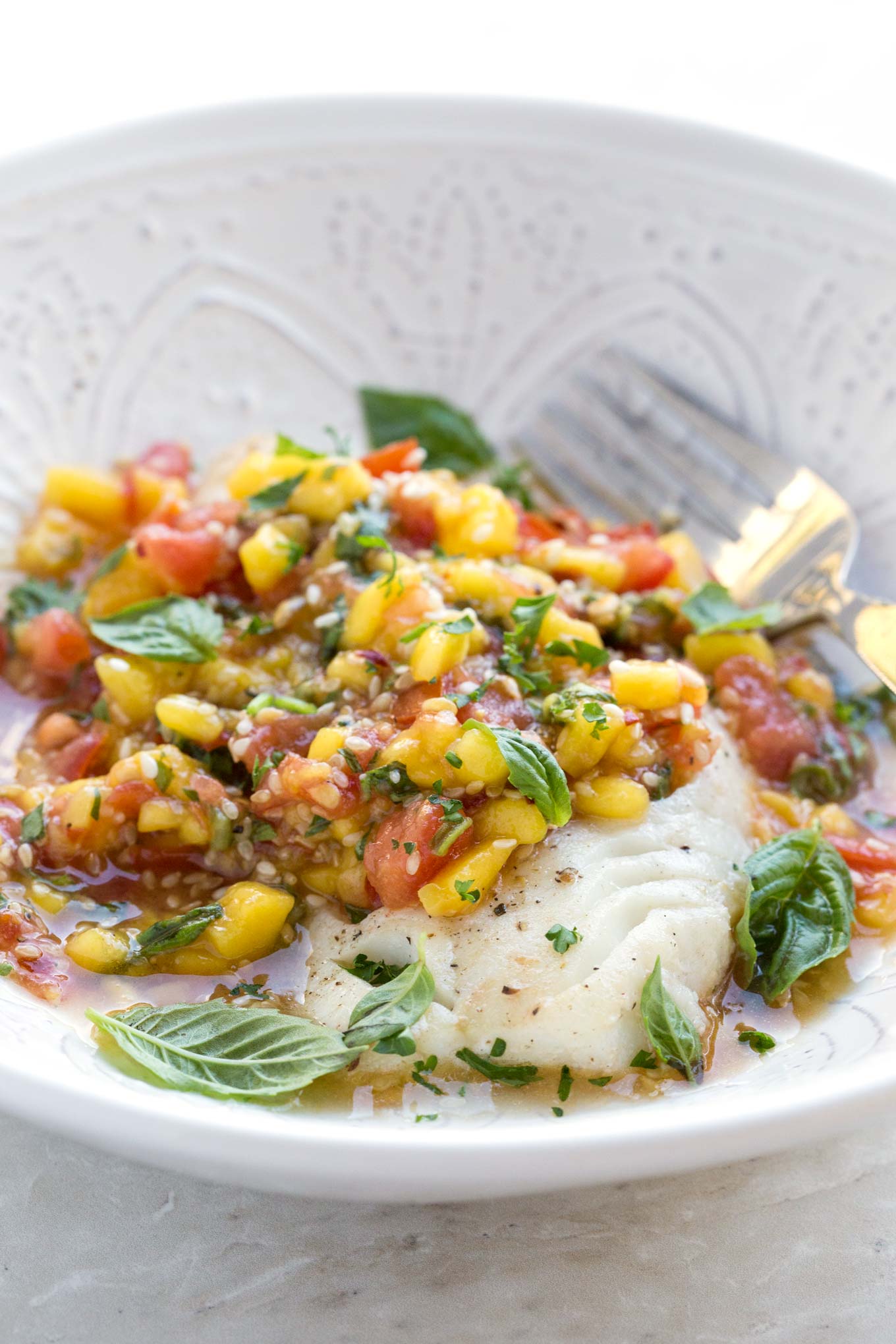 Pan-Seared Fish with Mango and Cilantro Salsa
