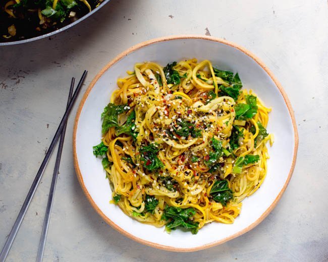 Soy-Miso Zucchini Noodles with Sesame