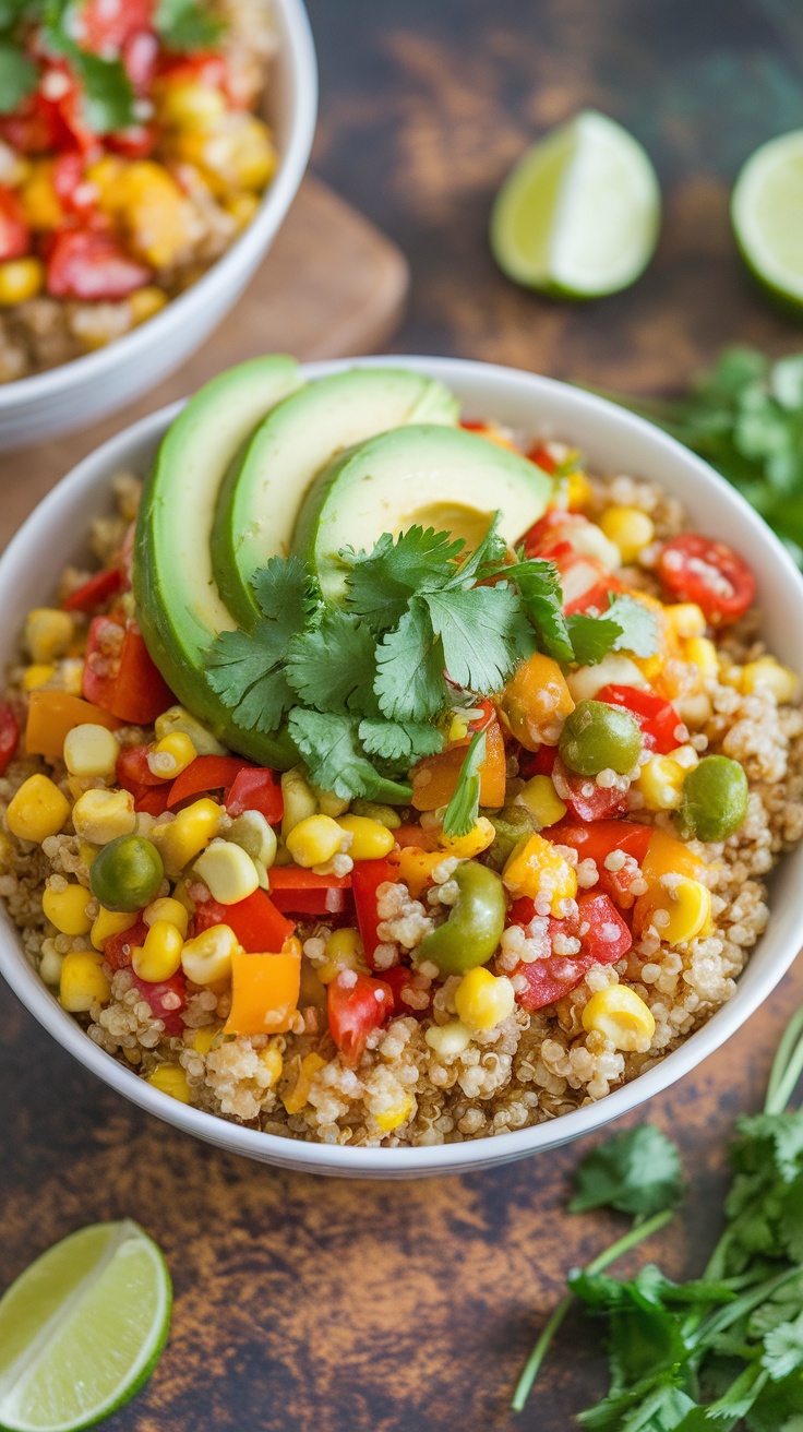 Colorful Quinoa Bowls with Avocado and Lime