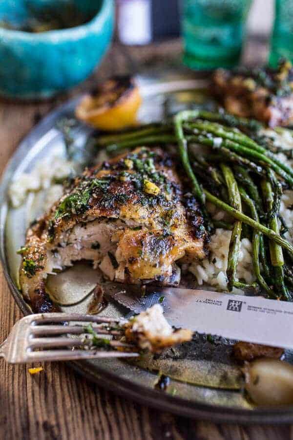 Lemon-Glazed Chicken Thighs with Roasted Garlic Asparagus