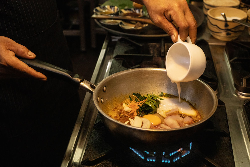Steamed Fish Amok with Coconut Milk and Kroeung Paste