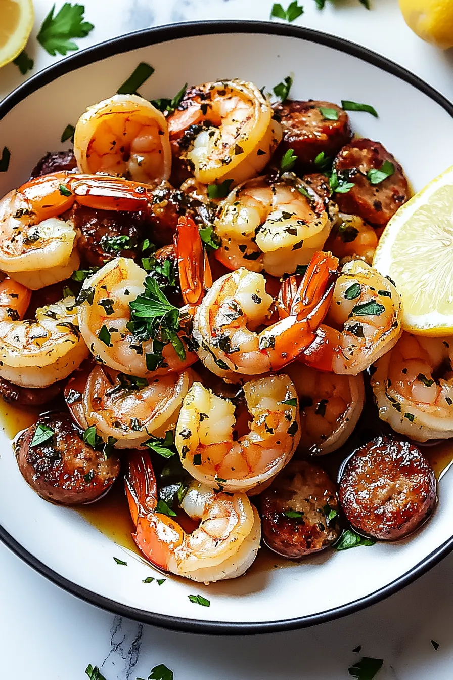 Sausage and Shrimp with Lemon and Garlic