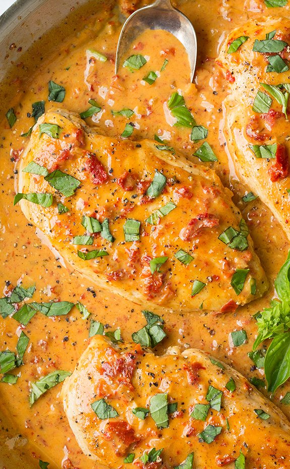Sun-Dried Tomato Basil Chicken with Red Pepper