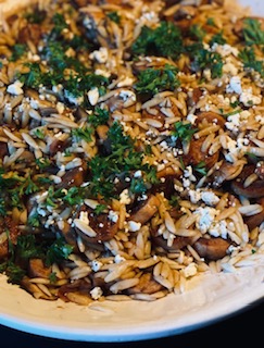 Balsamic Glazed Eggplant and Mushroom Orzo