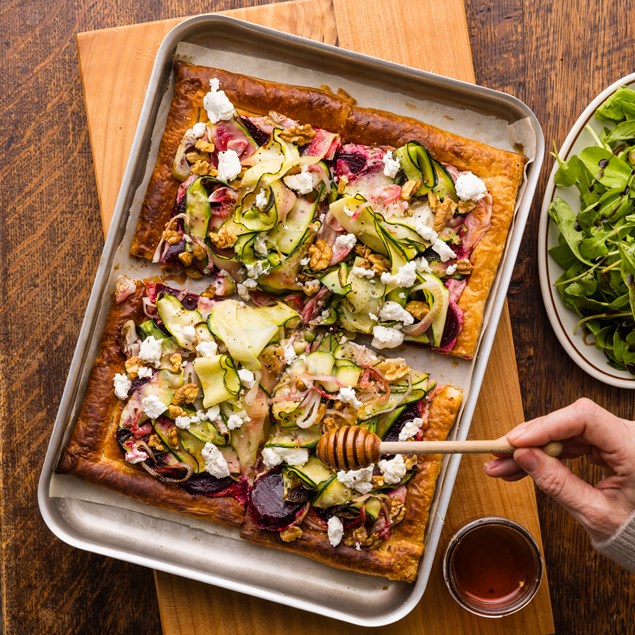Artisanal Beetroot & Goat Cheese Tart with Balsamic Glaze