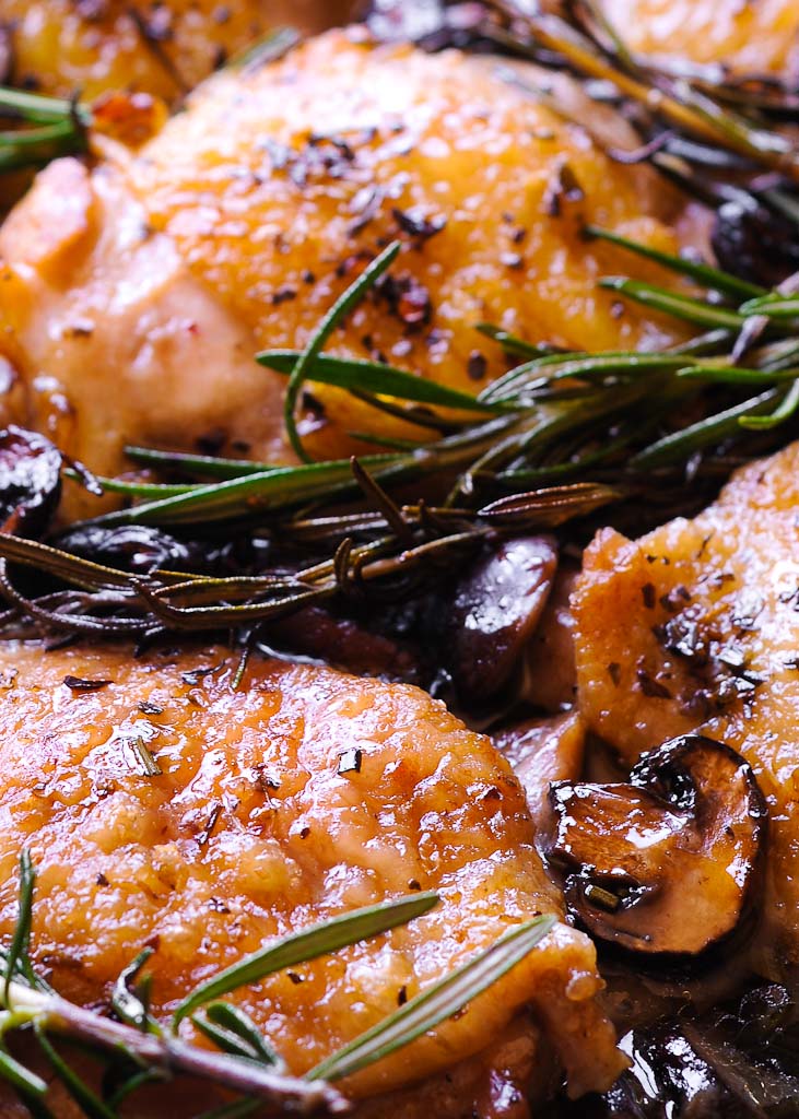 Oven-Roasted Chicken Thighs with Rosemary-Garlic