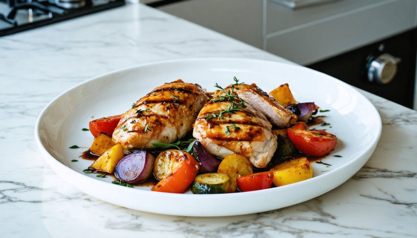 Sheet Pan Maple-Balsamic Chicken with Root Vegetables