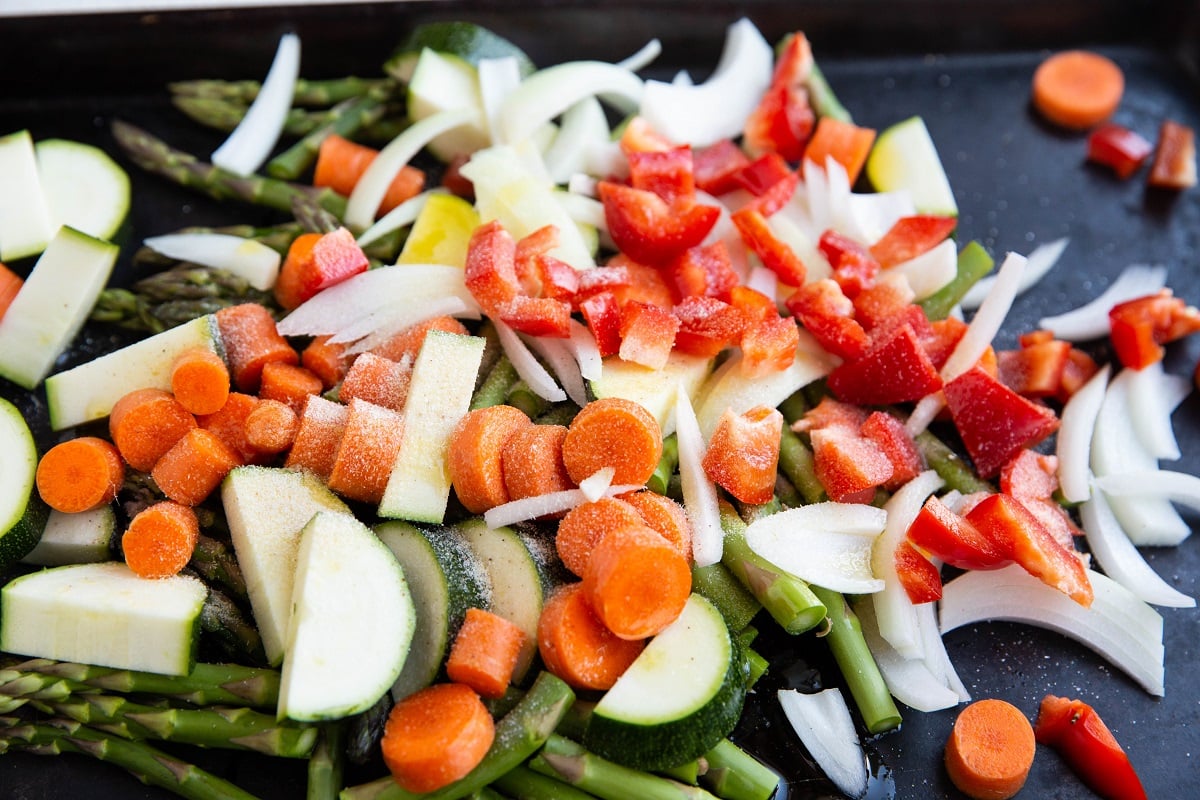 Sheet Pan Lemon-Garlic Chicken with Rainbow Vegetables
