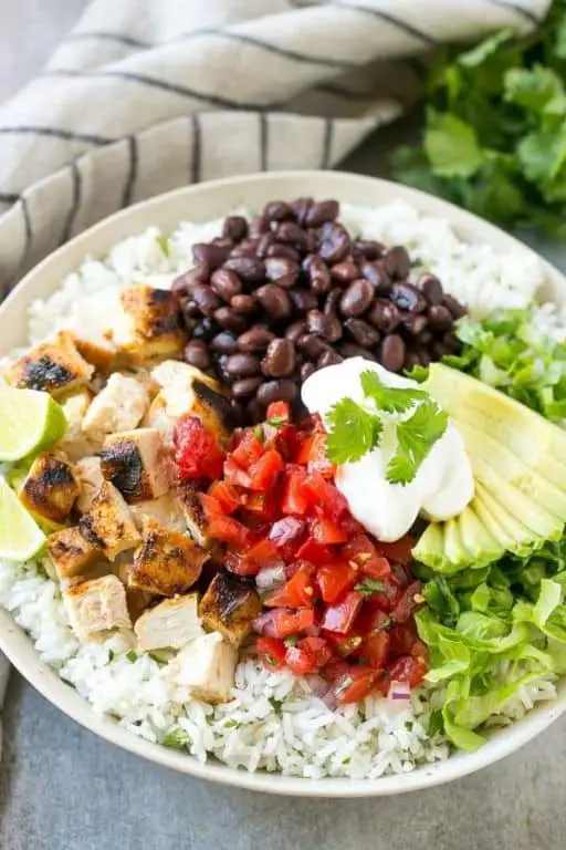 Spicy Chicken and Black Bean Burrito Bowls