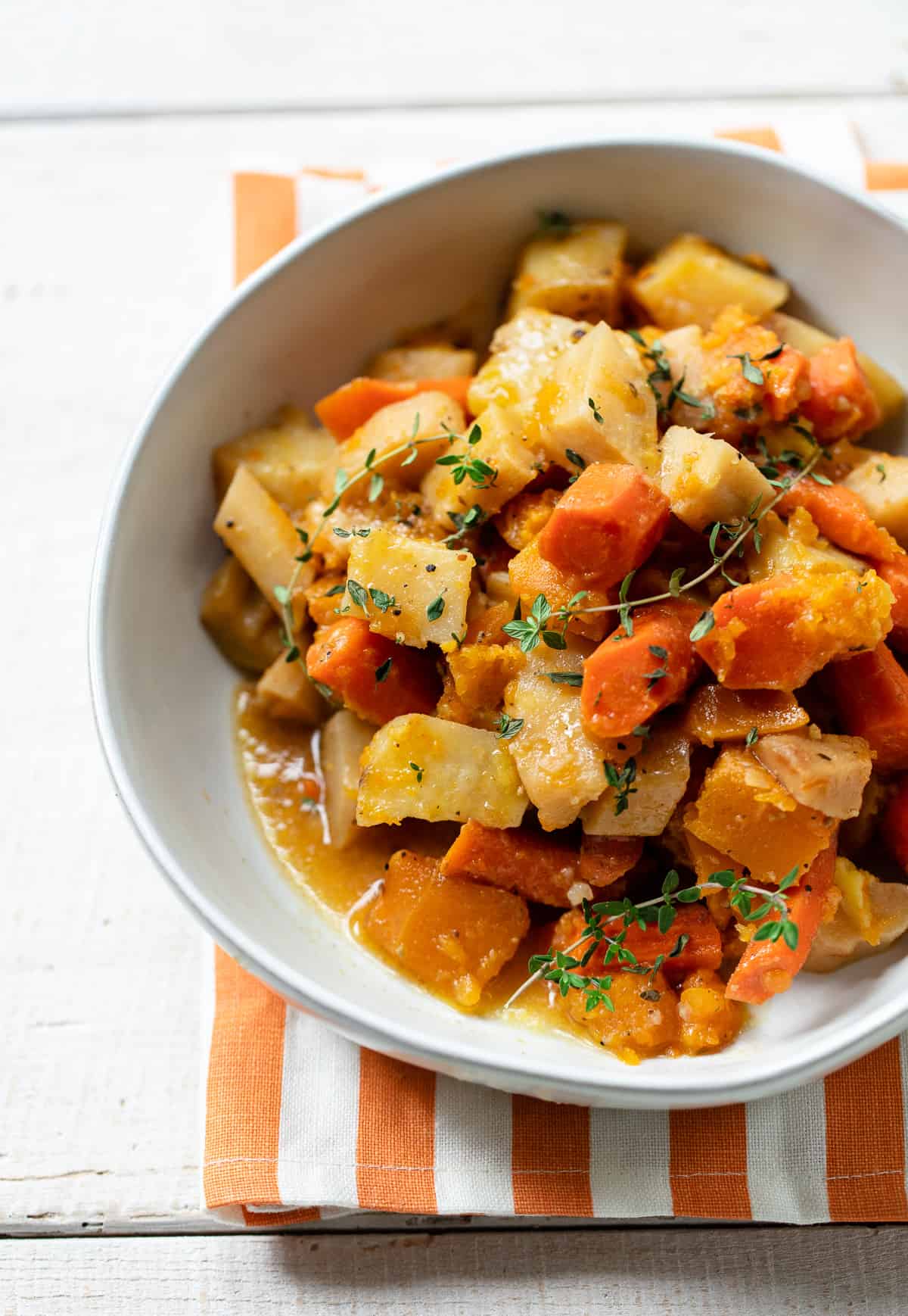Slow Cooker Cider-Braised Chicken with Root Vegetables