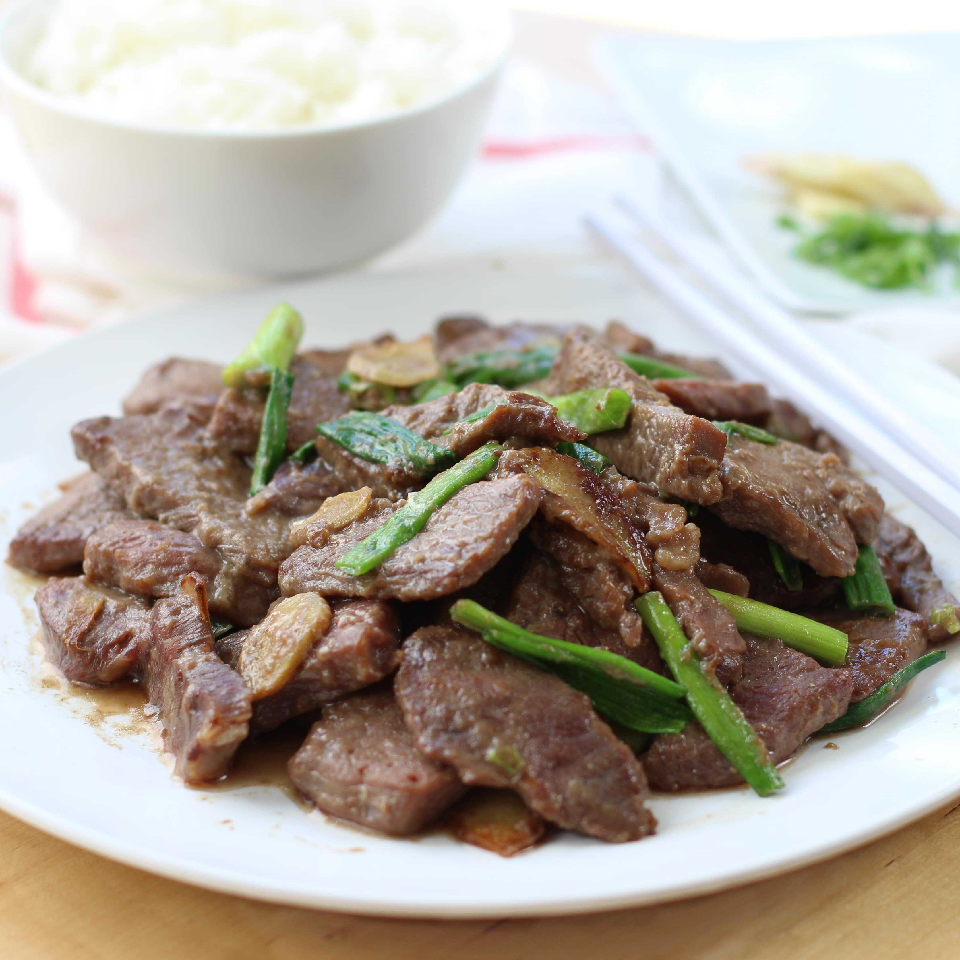 Beef Stir-Fry with Scallions and Ginger