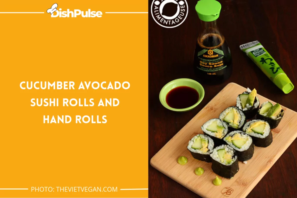 Avocado Cucumber Sushi Rolls with Ginger Soy Dip