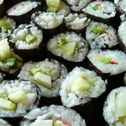 Cucumber and Avocado Sushi Rolls with Miso Glaze