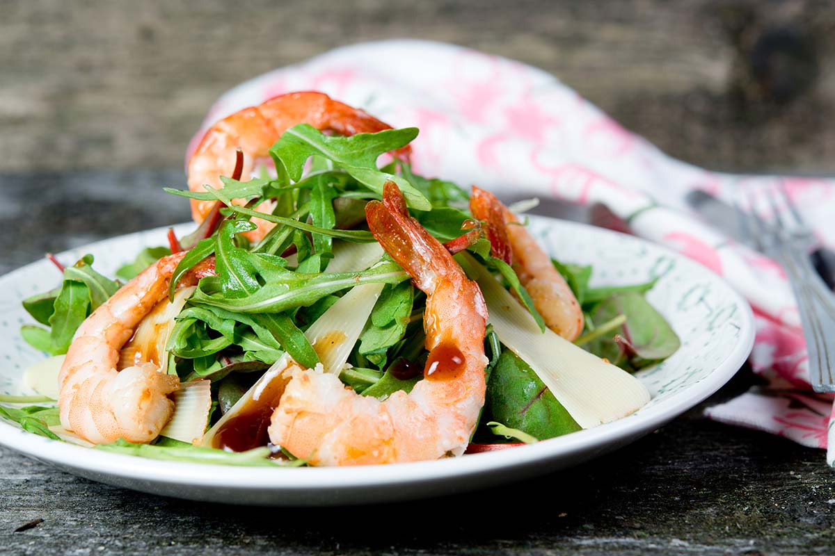 Citrus-Aperol Vinaigrette with Shrimp and Arugula