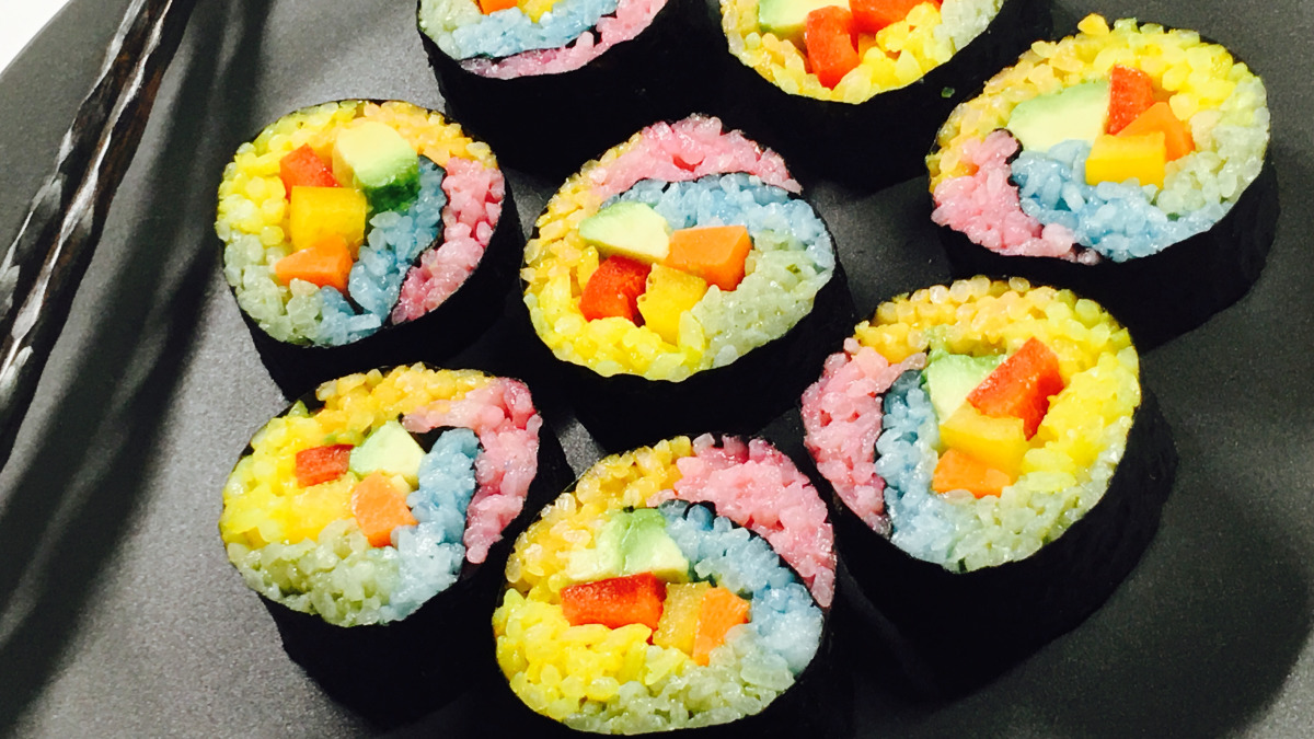 Rainbow Sushi Salad with Miso Dressing