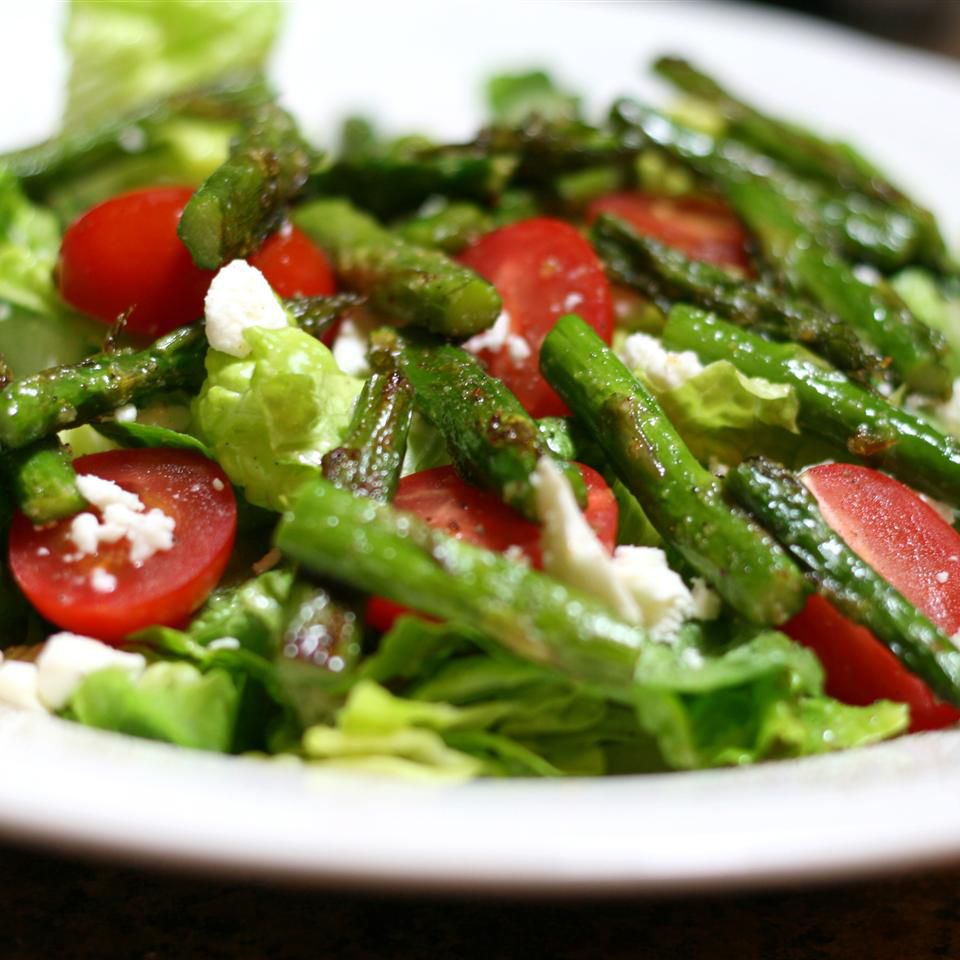 Roasted Asparagus and Pea Salad with Herb Oil