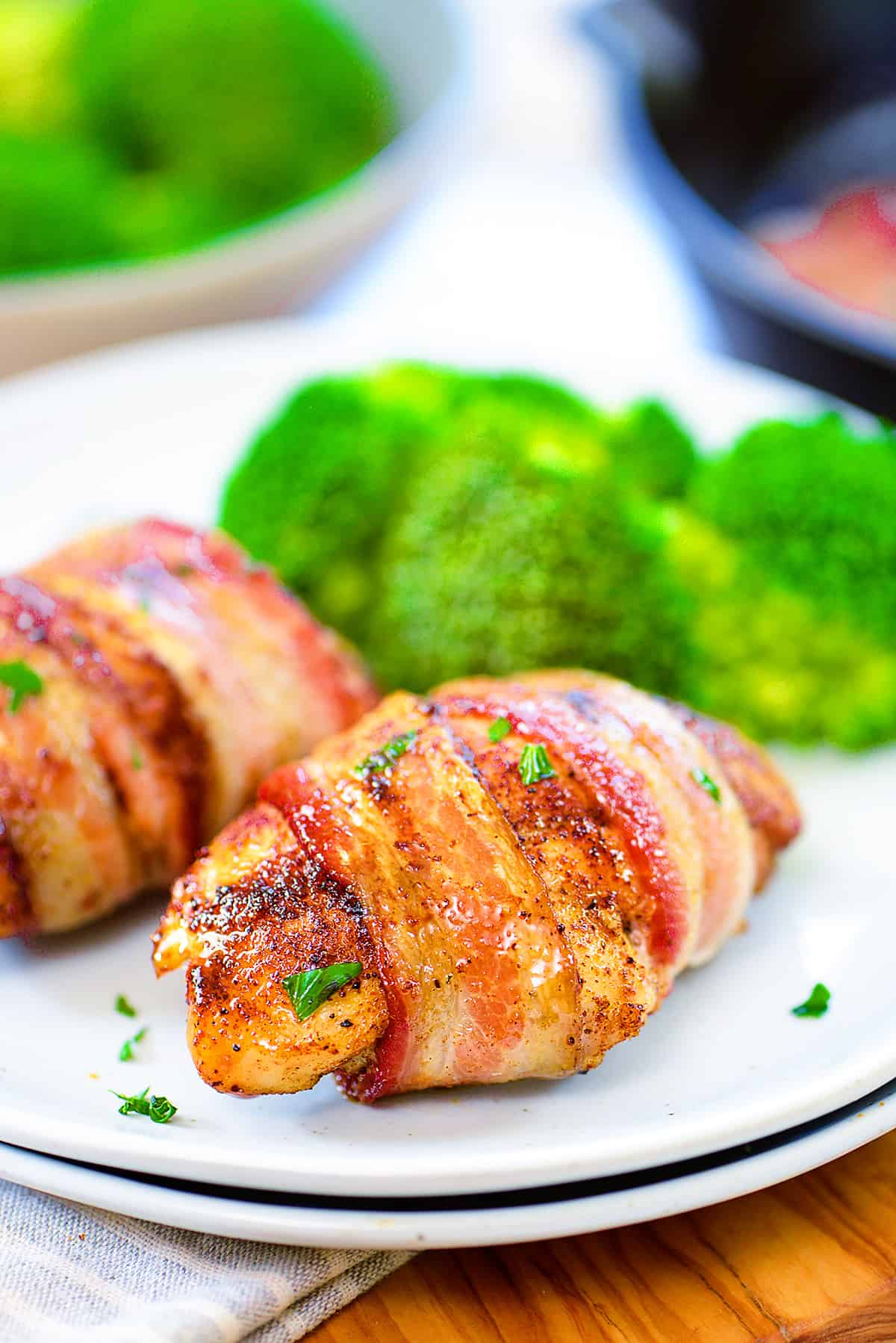 Bacon-Wrapped Chicken Thighs with Lemon-Dill Glaze