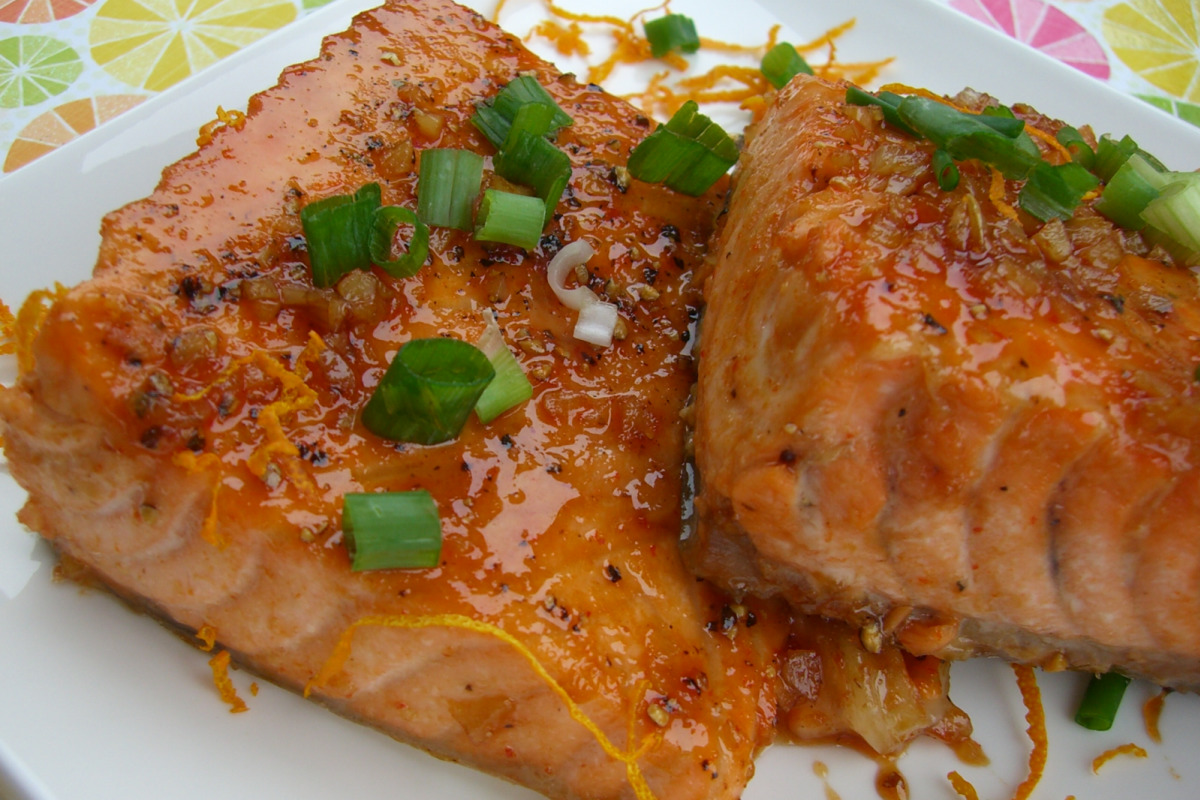 Lemon-Orange Glazed Salmon with Cascading Sauce