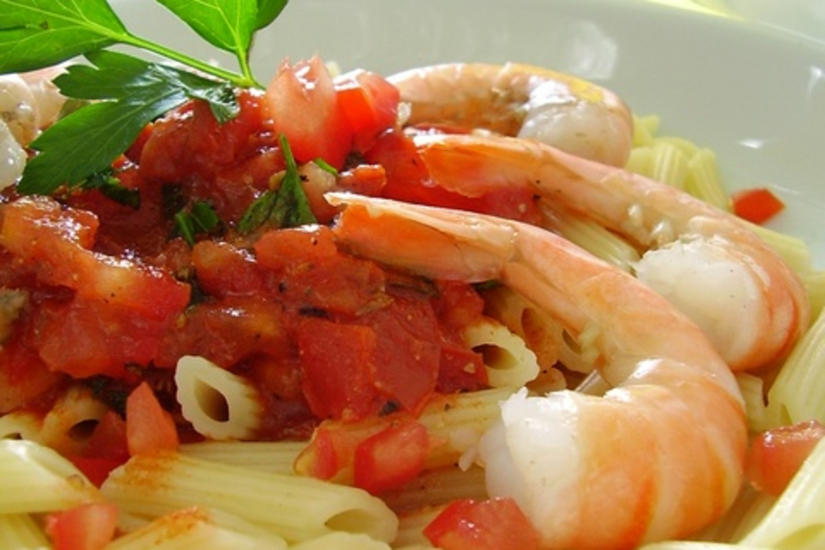 Penne with Sautéed Shrimp and Cherry Tomatoes