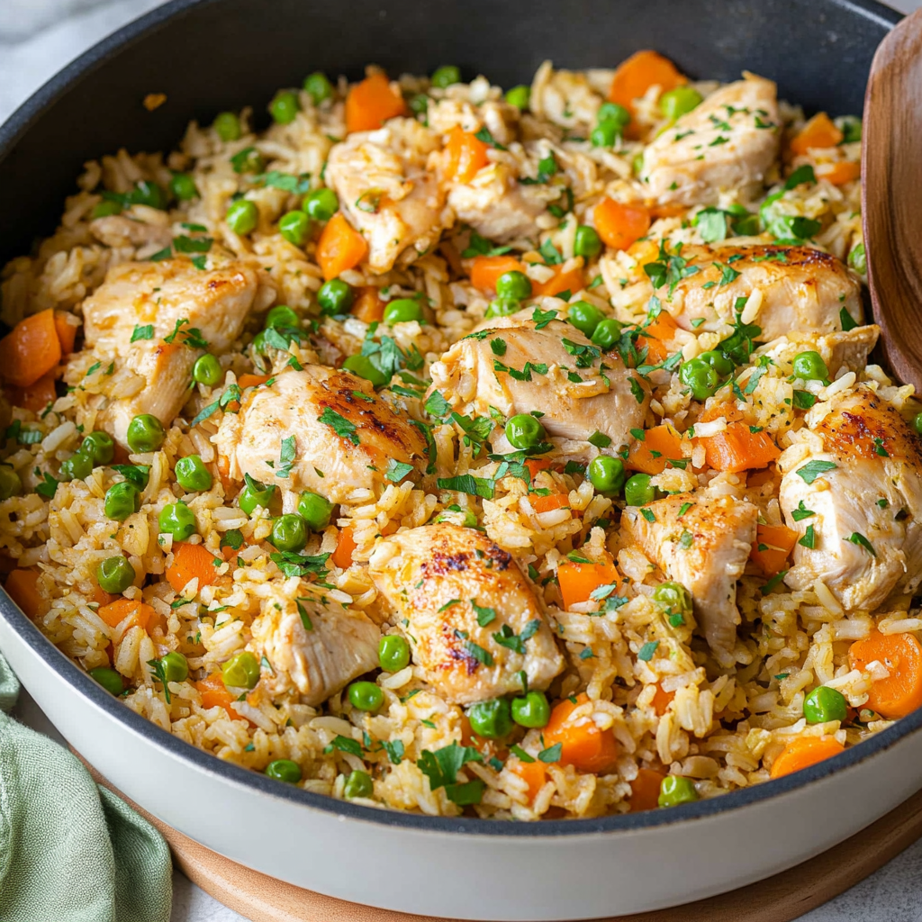 One-Pot Chicken and Rice with Garlic and Green Beans
