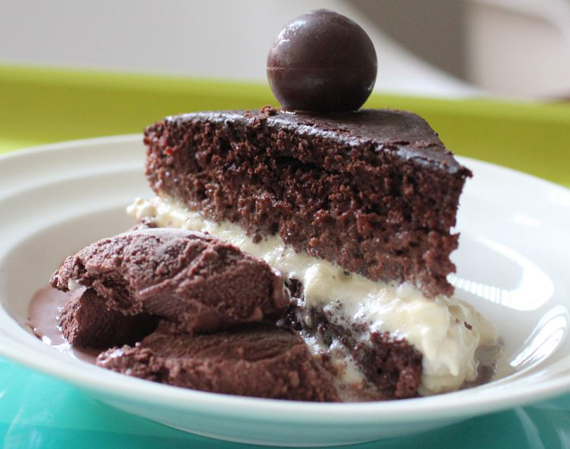 Coffee-Drizzled Dark Chocolate Cake