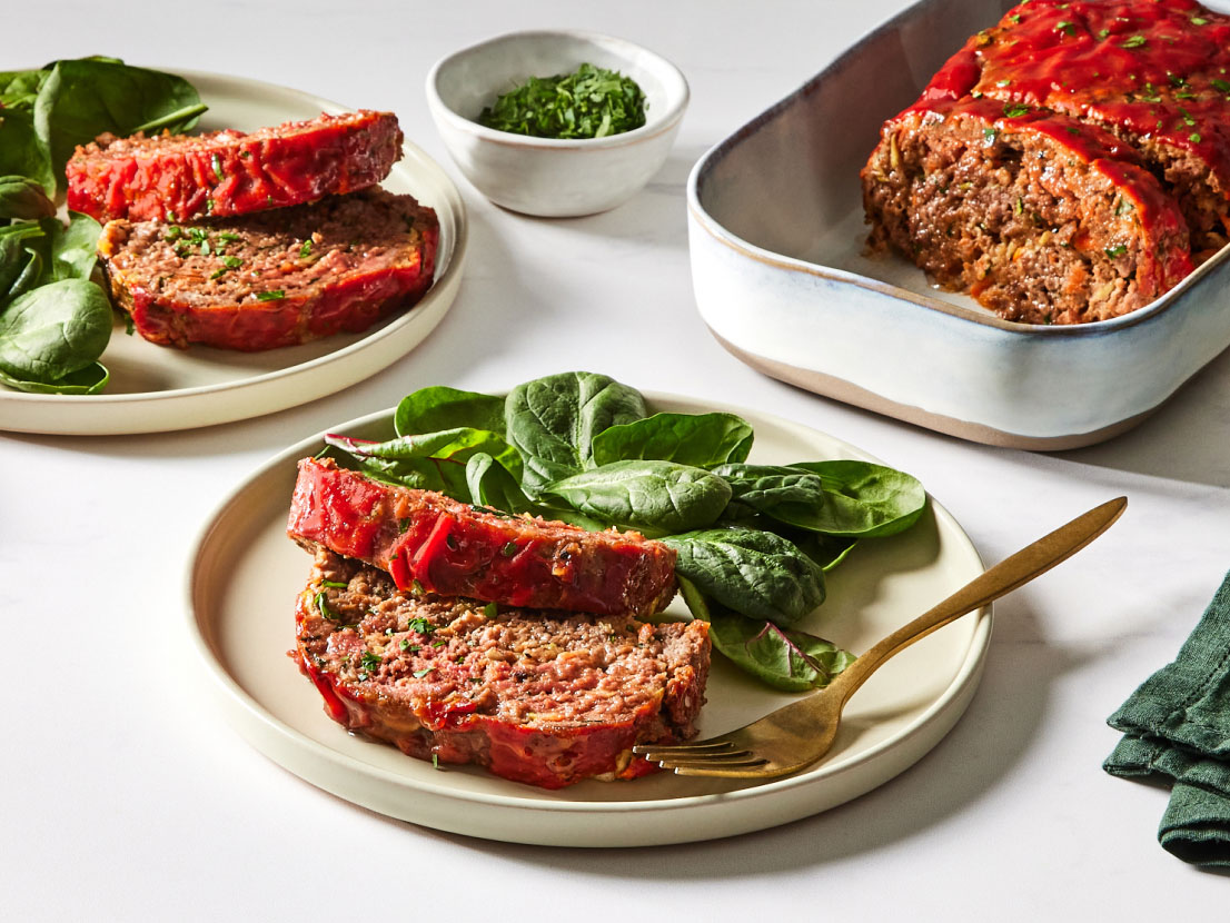 Herb-Infused Beef and Pork Meatloaf with Tomato Glaze
