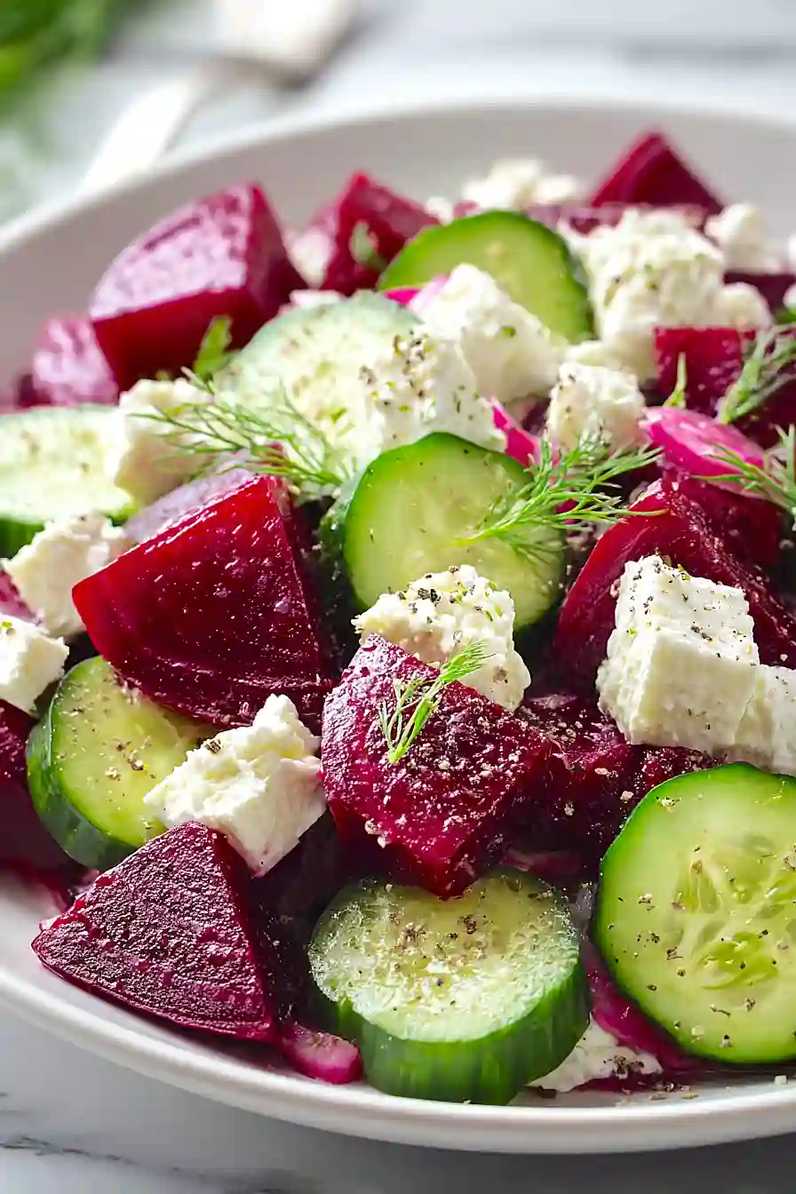 Vibrant Beet and Feta Salad with Lemon-Dill Dressing