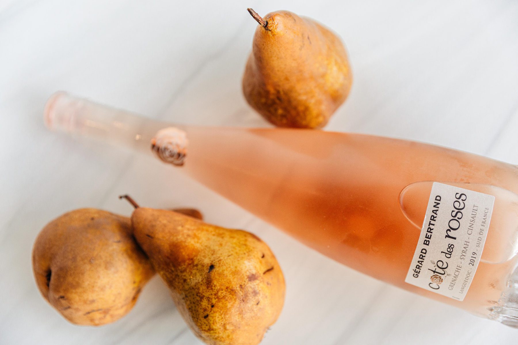 Rose Petal Syrup-Infused Poached Pears