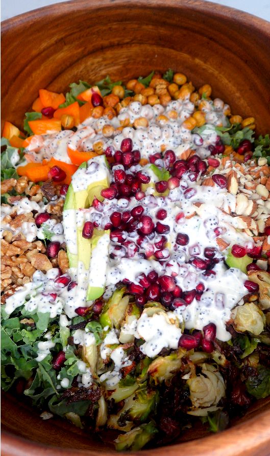 Roasted Heirloom Seed Salad with Lemon-Tahini Dressing