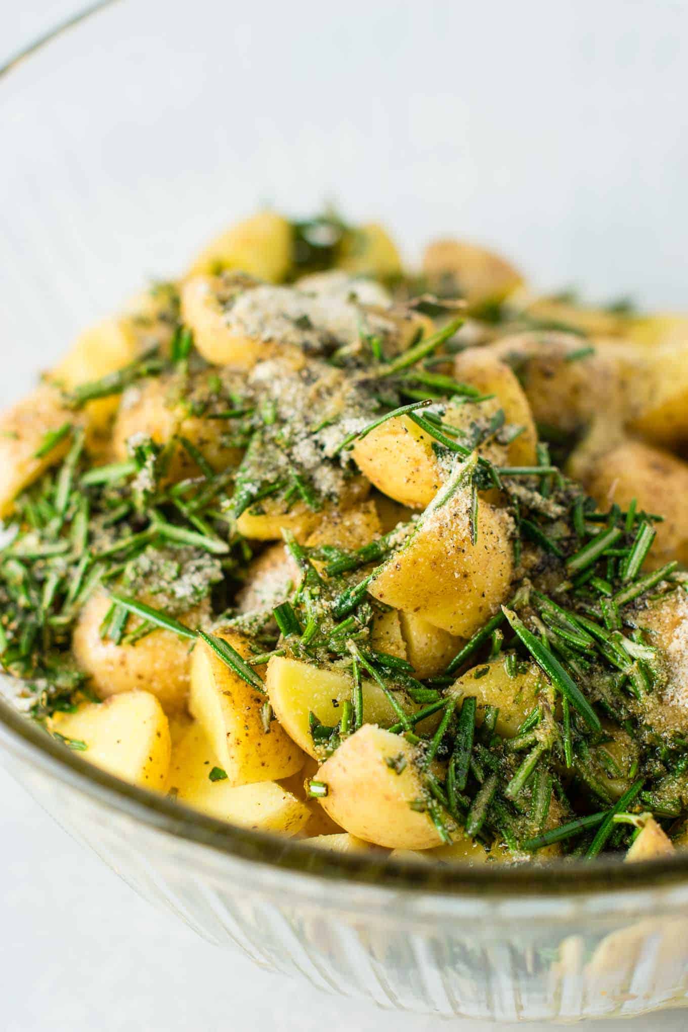 Rosemary-Pepper Roasted Potatoes with Herbed Olive Oil