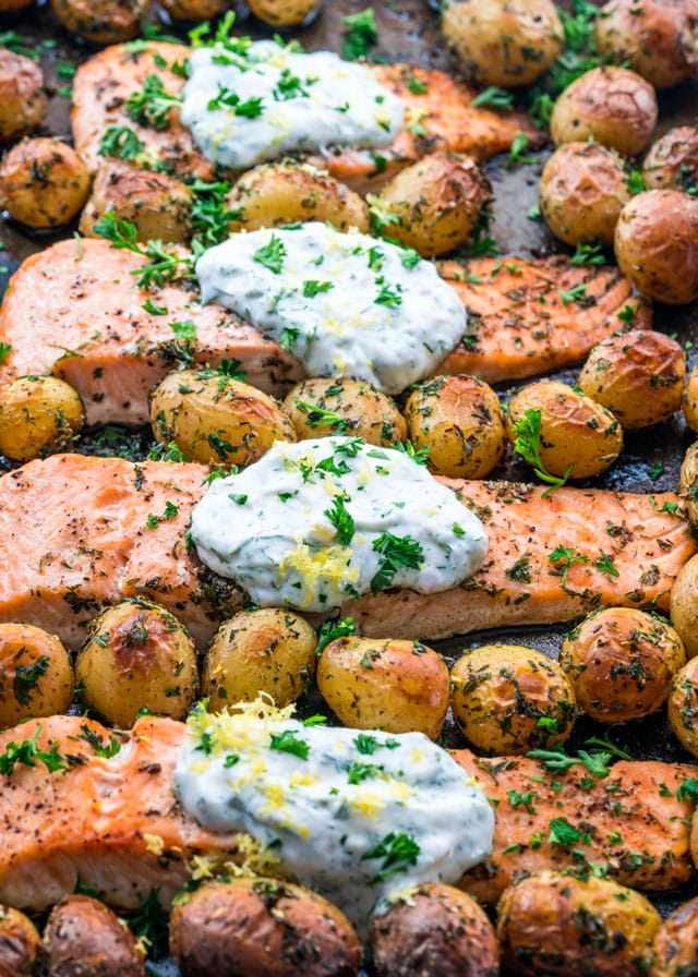 Sheet Pan Lemon-Dill Salmon with Roasted Fingerling Potatoes