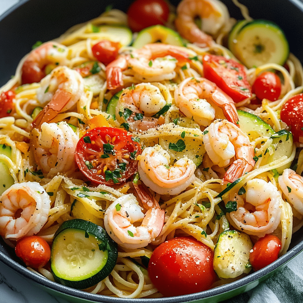 One-Pot Tomato Shrimp with Zucchini Noodles