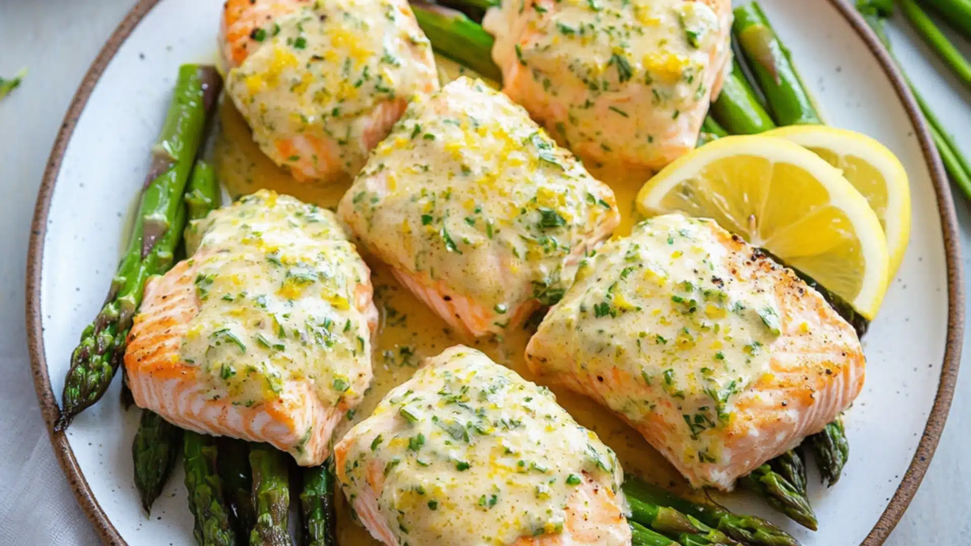 Herb-Scented Salmon with Lemon-Dill Sauce and Asparagus