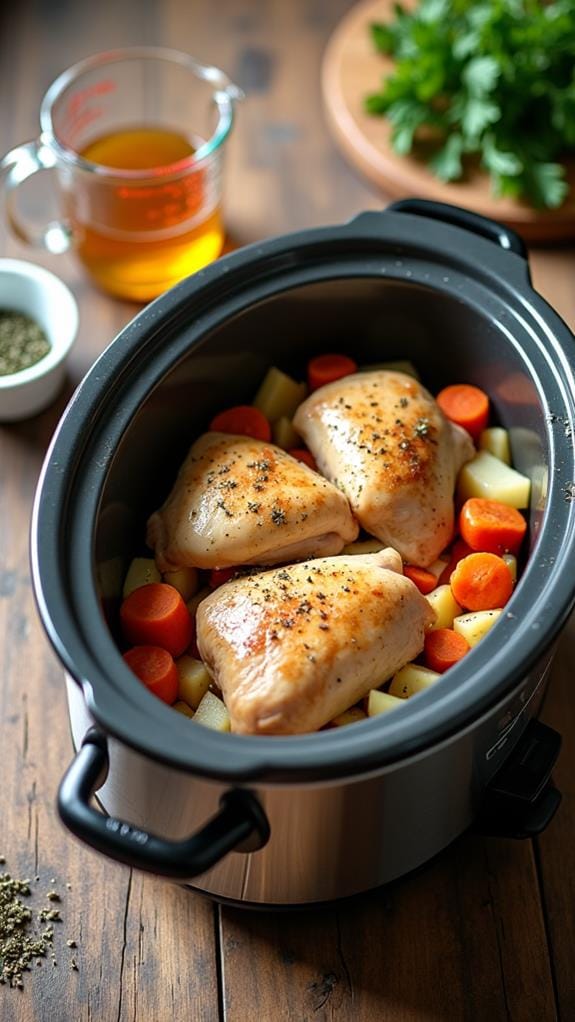 Slow-Cooked Chicken with Root Vegetables and Herbs