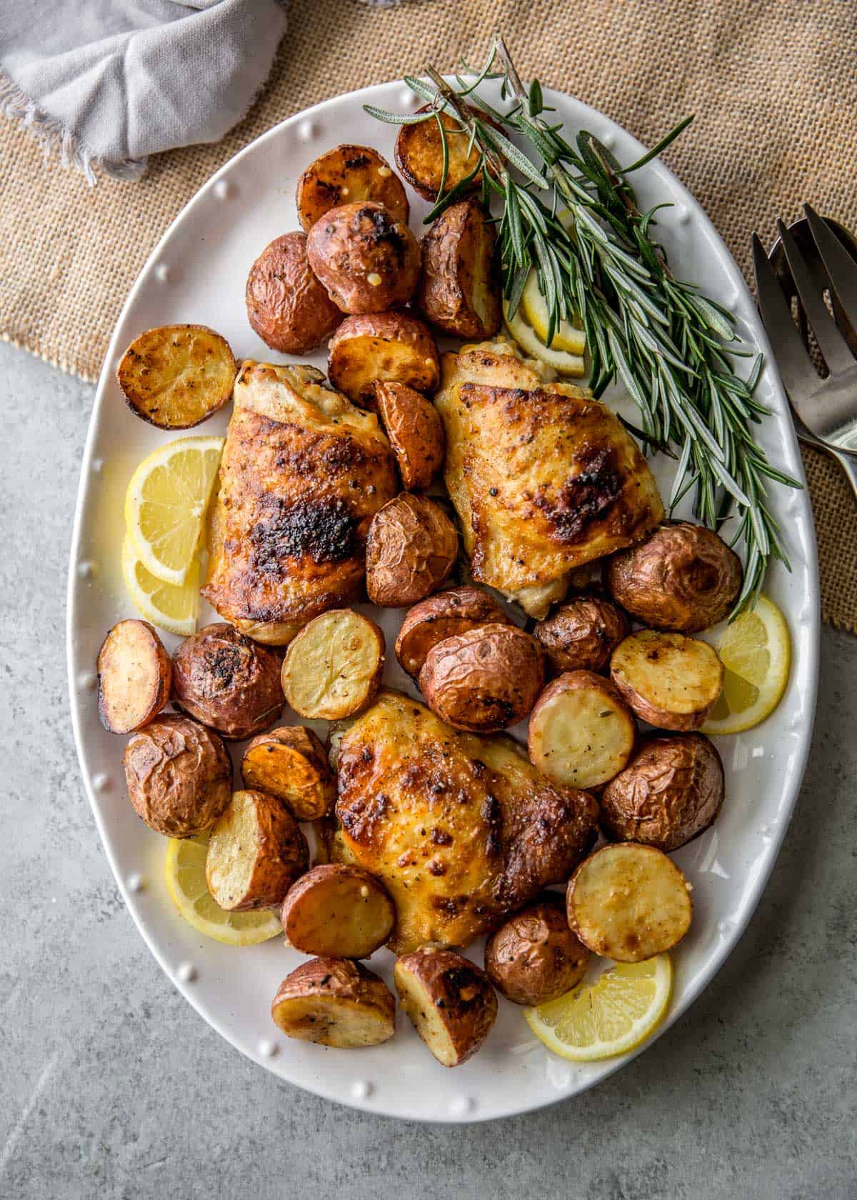 Rosemary-Glazed Chicken Thighs with Crispy Potatoes