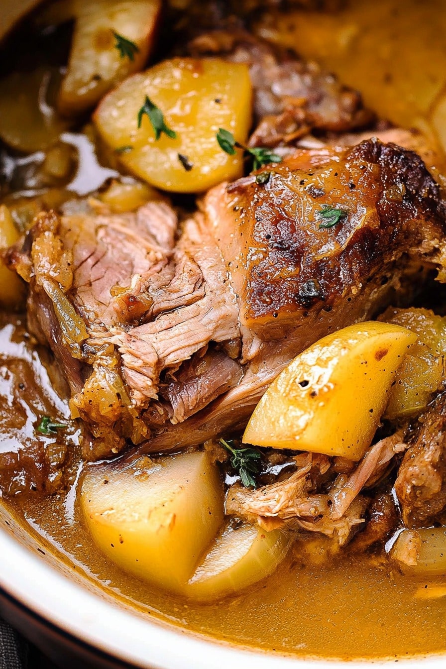 Slow-Simmered Pork Shoulder with Apple and Thyme