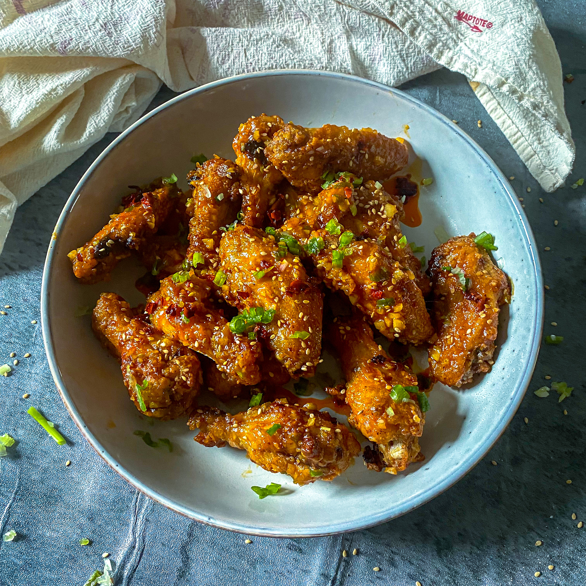 Air-Fried Chicken Wings with Spicy Honey Glaze