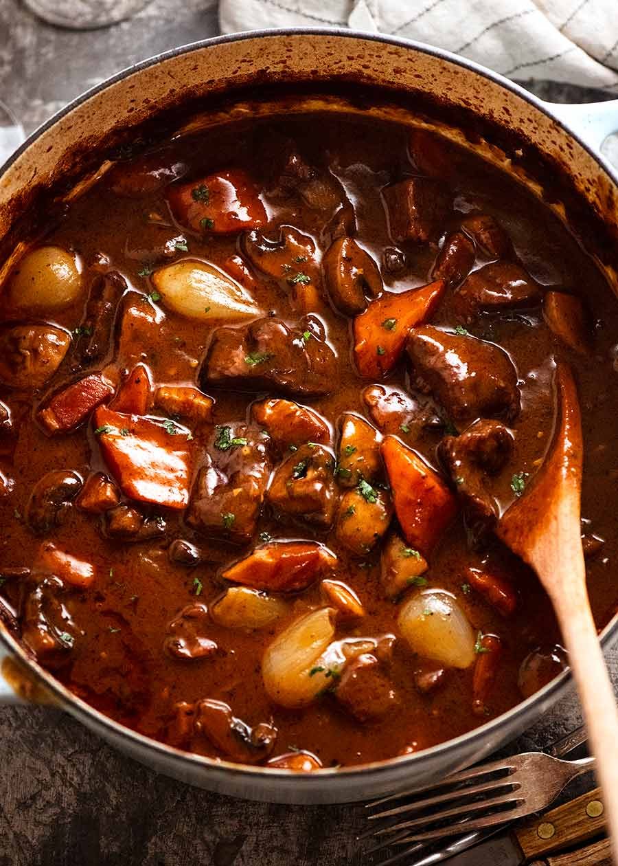 Slow-Simmered Beef Bourguignon with Red Wine