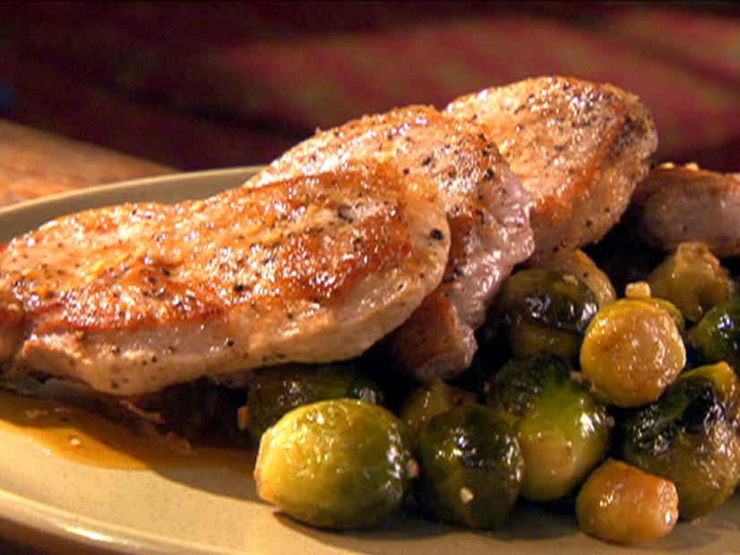 Sage Butter Pork Chops with Roasted Brussels Sprouts