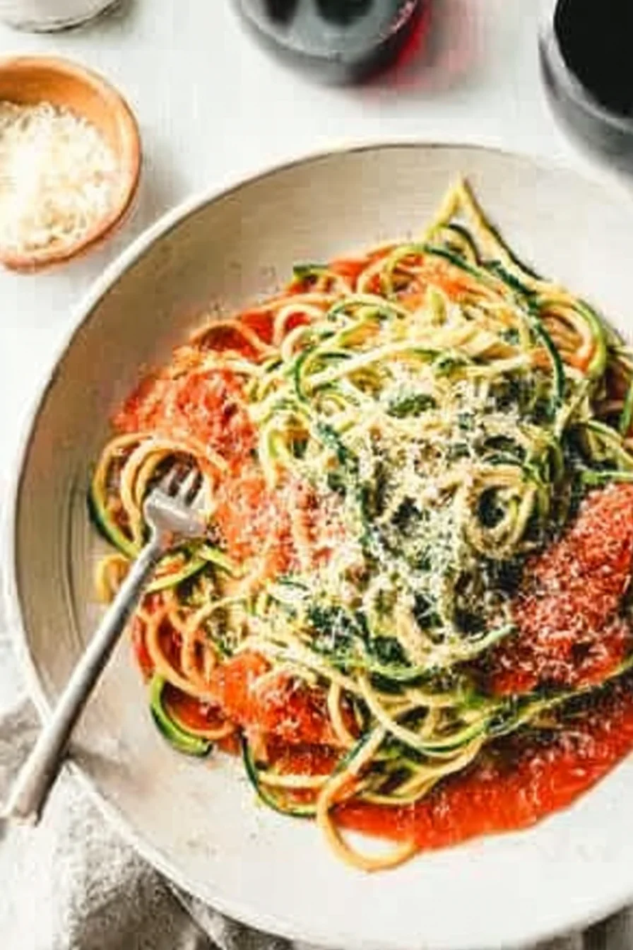 Spaghetti with Zucchini and Tomato Sauce