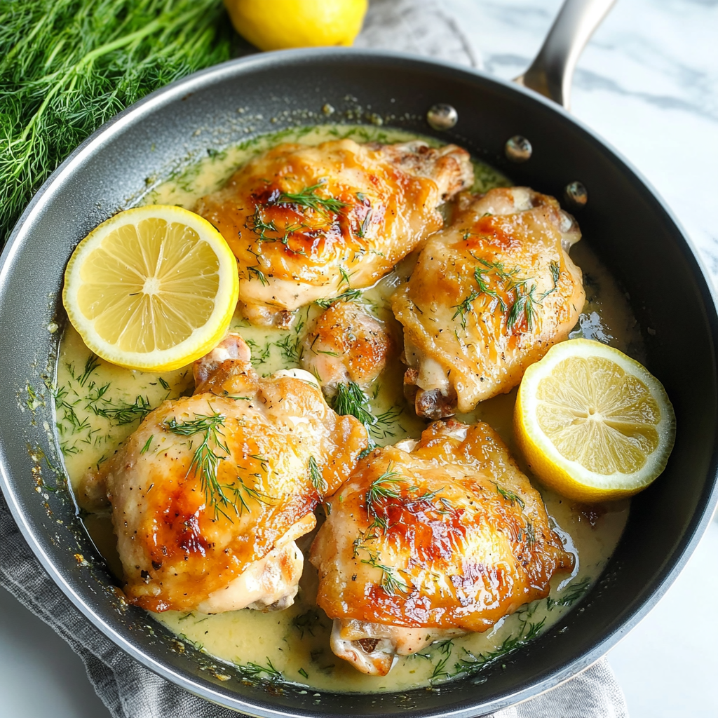 Pan-Seared Chicken Thighs with Dill and Lemon Sauce