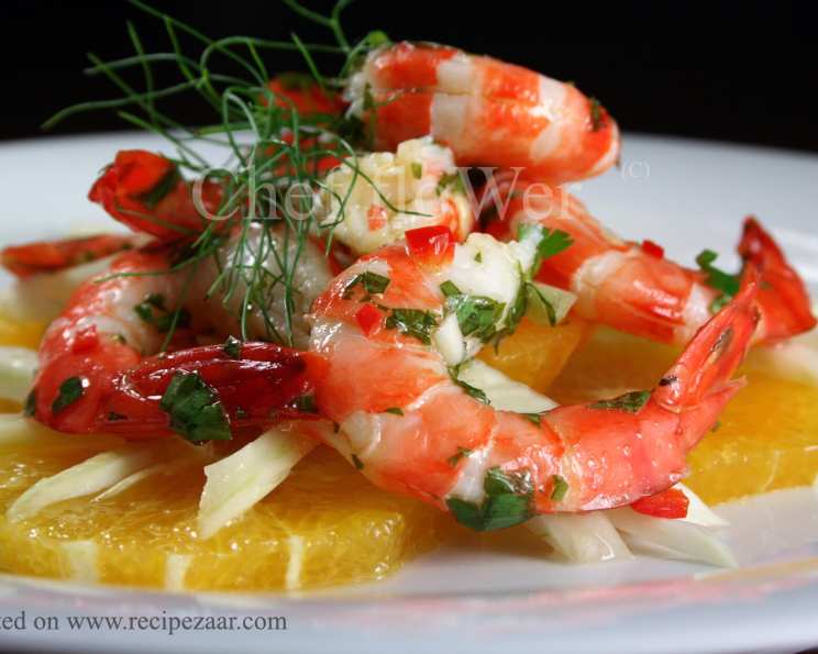 Aperol-Glazed Shrimp with Lemon and Fennel