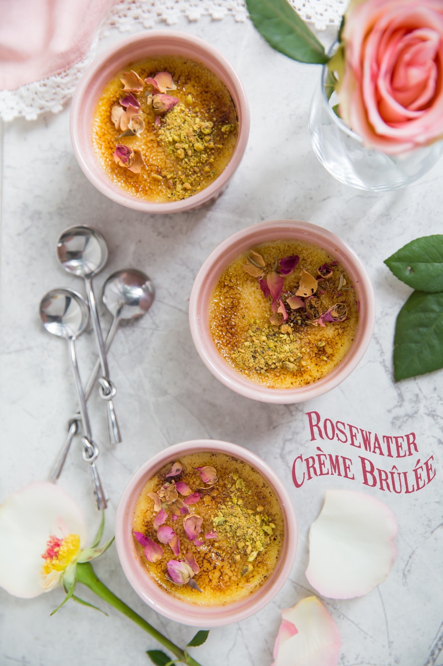 Honey-Vanilla Rosewater Crème Brûlée