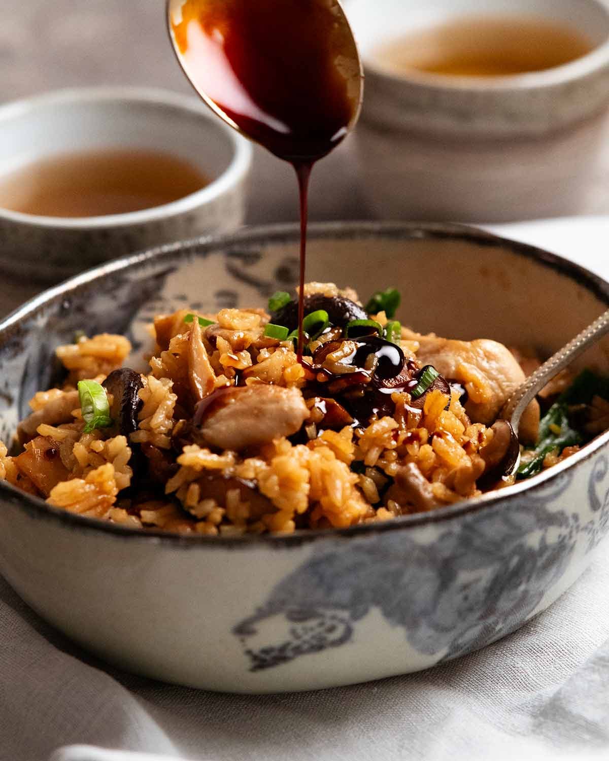 Ginger-Infused Simmered Chicken Rice with Pickled Cucumber