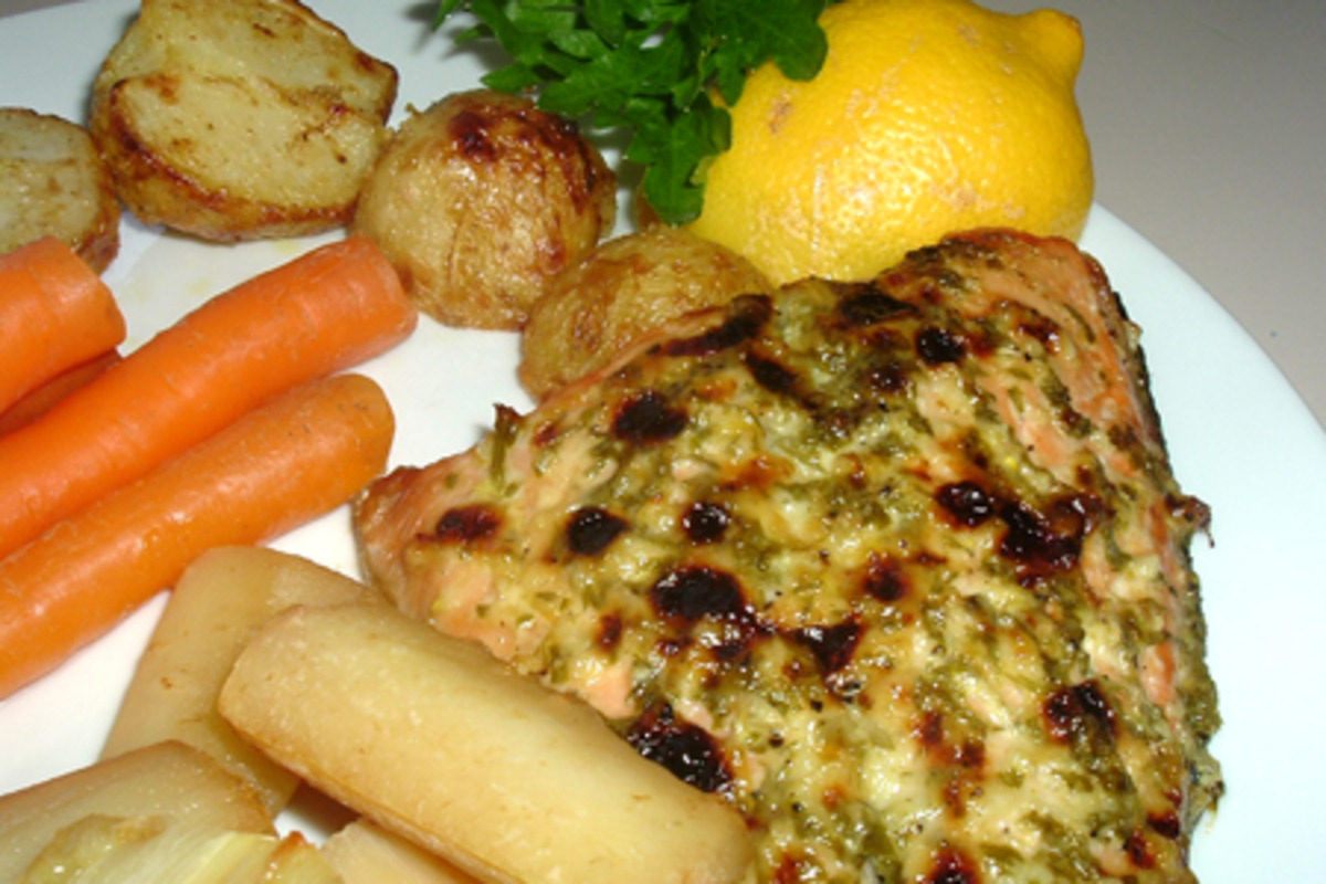 Structured Grilled Salmon with Lemon-Herb Glaze