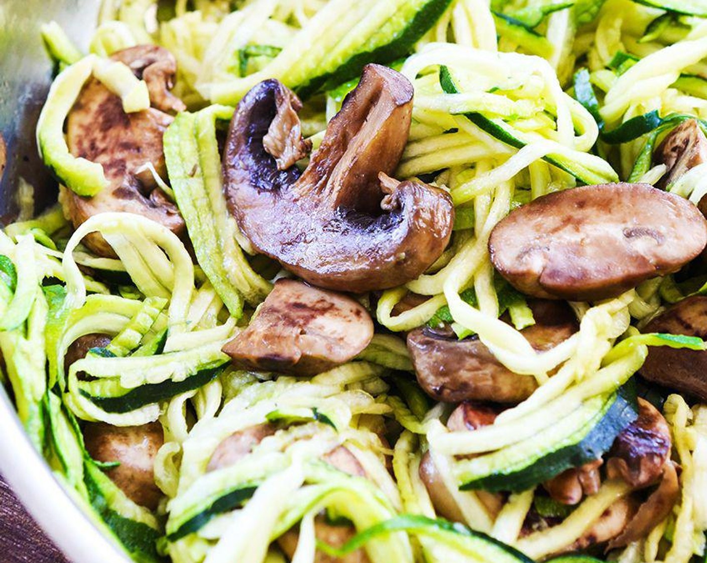 Sautéed Zucchini Noodles with Garlic Mushroom Sauce