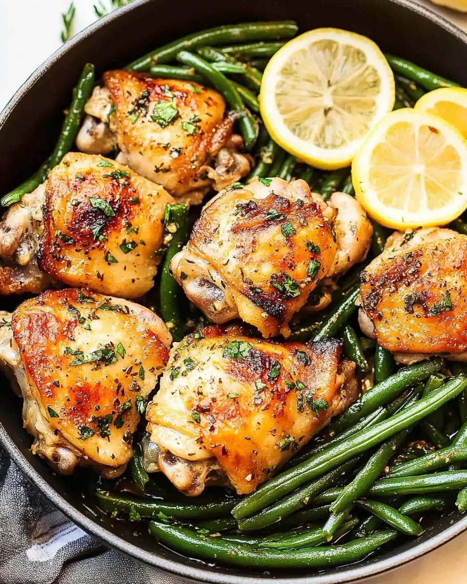 Rosemary-Garlic Chicken Thighs with Sautéed Green Beans